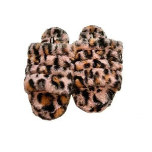 STEVE MADDEN WOMEN’S FAUX FUR HOUSE SLIPPERS•SIZE L•PINK/BLACK/BROWN•NWOT
